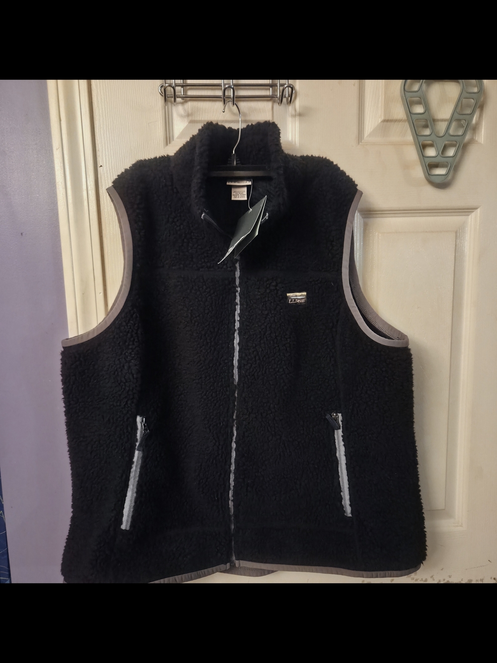 LL BEAN Black Sherpa Fleece Vest